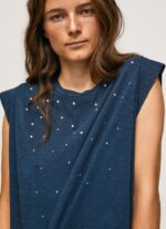 Women Dulwich Pepe Jeans Marbled Armhole-Sleeved T-Shirt 60J40406