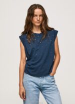 Women Dulwich Pepe Jeans Marbled Armhole-Sleeved T-Shirt 60J40406 - Image 3