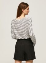 Women Dulwich Pepe Jeans Striped Long Sleeved T-Shirt 60J40436 - Image 4