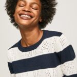 Women Dulwich Pepe Jeans Striped Print Cotton Jersey 60J40255