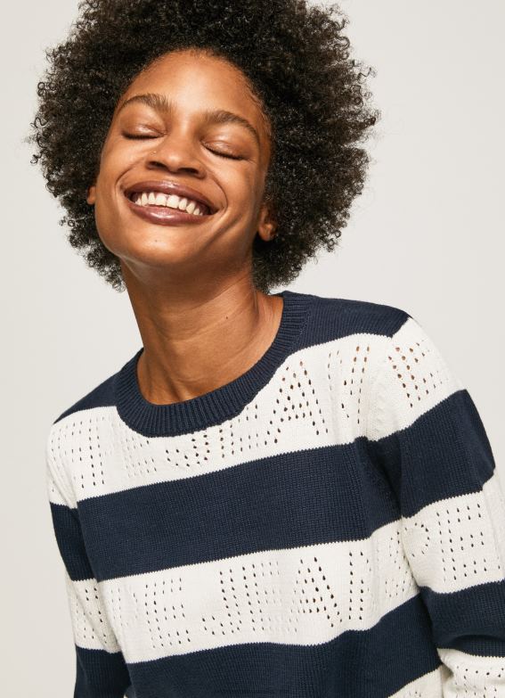 women_dulwich_pepe_jeans_striped_print_cotton_jersey_60j40255.jpg Women Dulwich Pepe Jeans Striped Print Cotton Jersey 60J40255 - Image 1