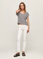 Women Dulwich Pepe Jeans Striped Print T-Shirt 60J40458 - Image 2