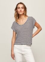 Women Dulwich Pepe Jeans Striped Print T-Shirt 60J40458