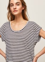 Women Dulwich Pepe Jeans Striped Print T-Shirt 60J40458 - Image 3