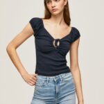 Women Dulwich Pepe Jeans Sweetheart Neckline T-Shirt 60J40438