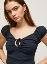 Women Dulwich Pepe Jeans Sweetheart Neckline T-Shirt 60J40438 - Image 3