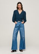 Women Dulwich Pepe Jeans V-Neck Cropped Fit Top 60J40325 - Image 2