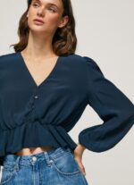 Women Dulwich Pepe Jeans V-Neck Cropped Fit Top 60J40325 - Image 3