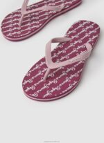 Women Dusty Red Pepe Jeans Rake Play Beach Flip Flops 60J40698 - Image 3