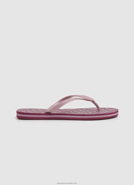Women Dusty Red Pepe Jeans Rake Play Beach Flip Flops 60J40698