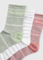 Women Ecru Pepe Jeans 3Pack Striped Socks 60J40565 - Image 2