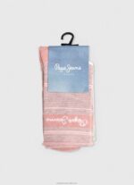 Women Ecru Pepe Jeans 3Pack Striped Socks 60J40565 - Image 3