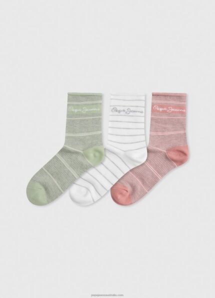 Women Ecru Pepe Jeans 3Pack Striped Socks 60J40565