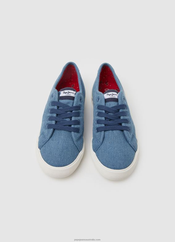 Women Factory Blue Pepe Jeans Basic Brady Denim Sneakers 60J40633 - Image 2