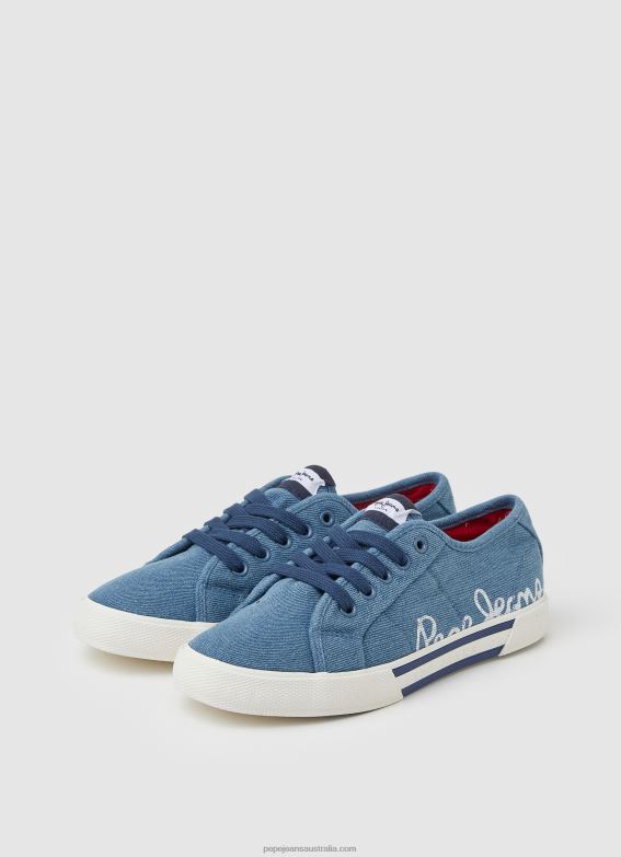 Women Factory Blue Pepe Jeans Basic Brady Denim Sneakers 60J40633 - Image 3