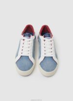 Women Factory Blue Pepe Jeans Kenton Denim Canvas Sneakers 60J40627 - Image 2