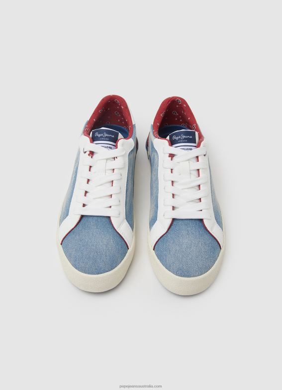 Women Factory Blue Pepe Jeans Kenton Denim Canvas Sneakers 60J40627 - Image 2