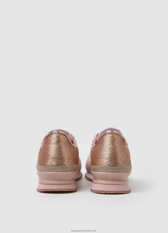 Women Factory Pink Pepe Jeans London Troy Combined Sneakers 60J40589 - Image 4