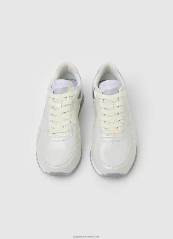 Women Factory White Pepe Jeans London Part Combined Sneakers 60J40588 - Image 2