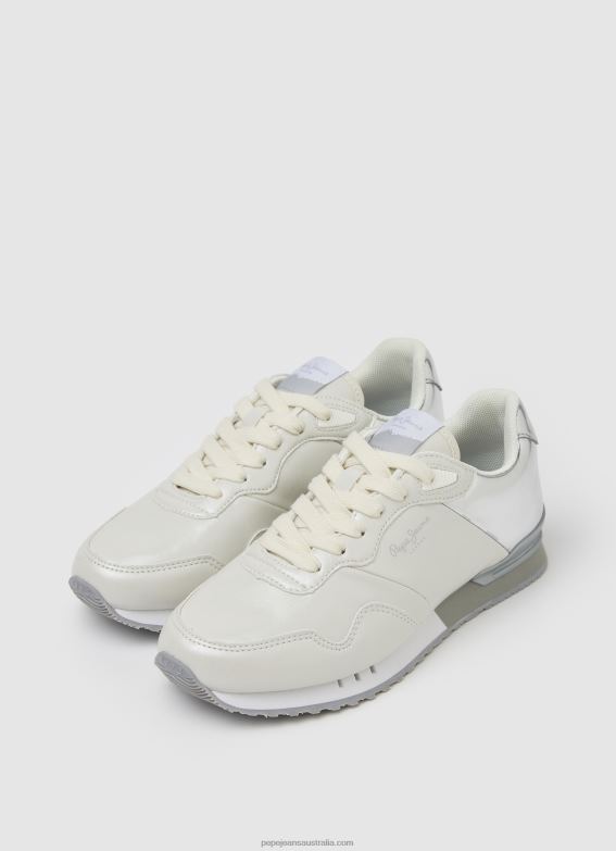 Women Factory White Pepe Jeans London Part Combined Sneakers 60J40588 - Image 3