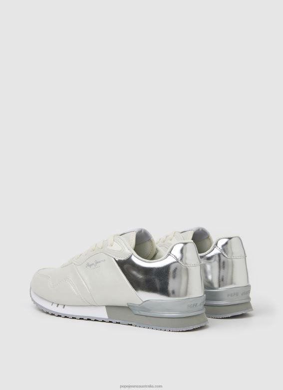 Women Factory White Pepe Jeans London Part Combined Sneakers 60J40588 - Image 4