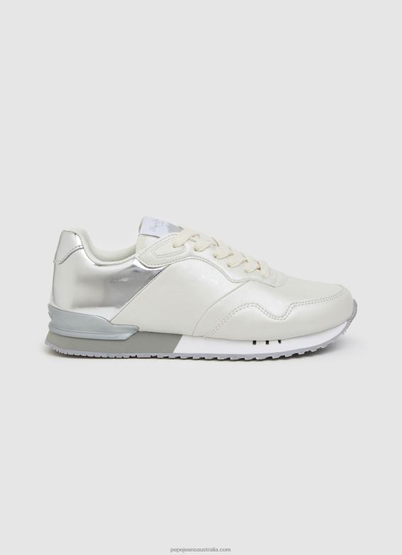 Women Factory White Pepe Jeans London Part Combined Sneakers 60J40588 - Image 1