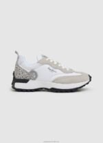Women Factory White Pepe Jeans Lucky Leo Combined Sneakers 60J40573