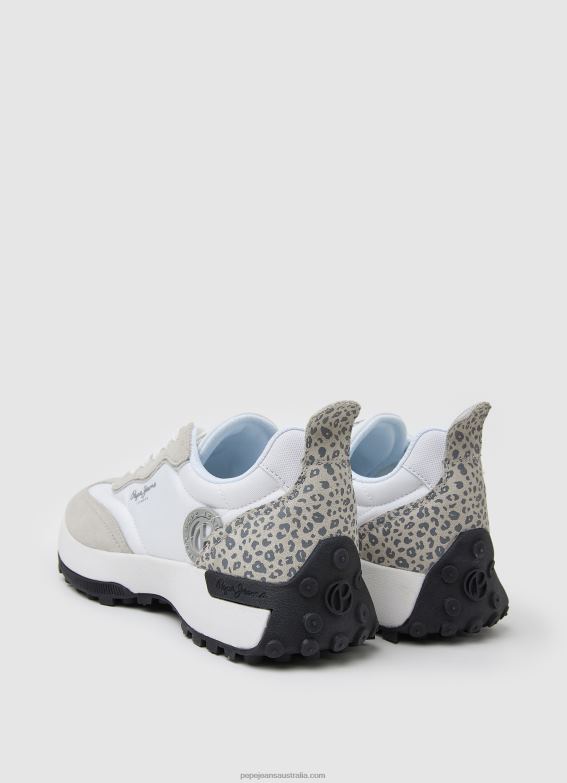 Women Factory White Pepe Jeans Lucky Leo Combined Sneakers 60J40573 - Image 4