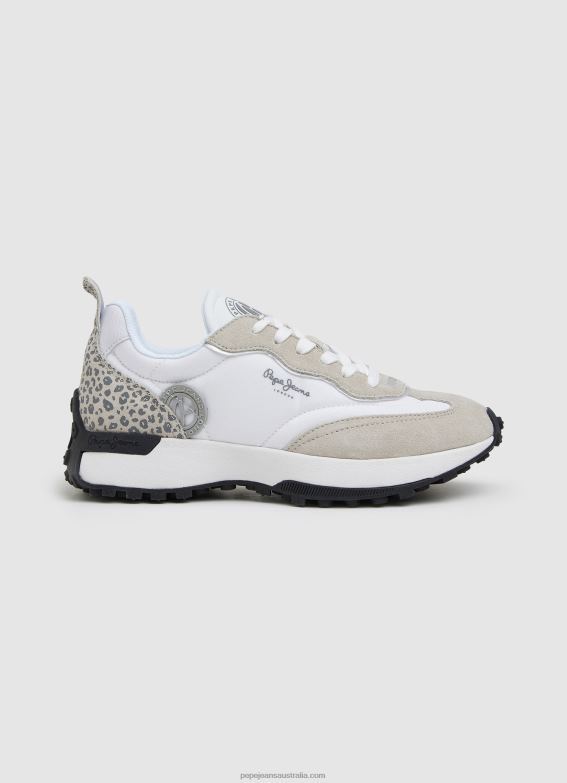 Women Factory White Pepe Jeans Lucky Leo Combined Sneakers 60J40573 - Image 1