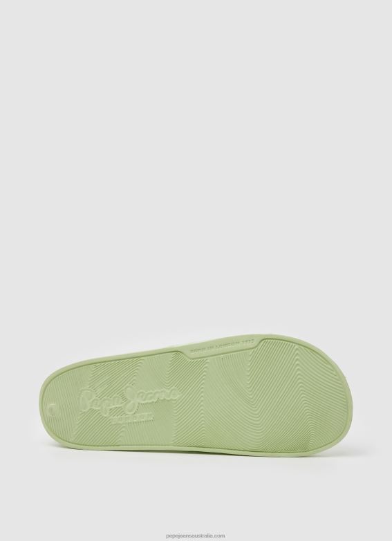 Women Fresh Green Pepe Jeans Slider Logo Beach Flip Flops 60J40688 - Image 5