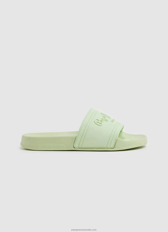 women_fresh_green_pepe_jeans_slider_logo_beach_flip_flops_60j40688.jpg Women Fresh Green Pepe Jeans Slider Logo Beach Flip Flops 60J40688 - Image 1