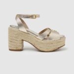 Women Gold Pepe Jeans Taffy Night Leather Sandals 60J40646