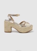 Women Gold Pepe Jeans Taffy Night Leather Sandals 60J40646