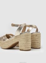 Women Gold Pepe Jeans Taffy Night Leather Sandals 60J40646 - Image 4
