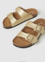 Women Golden Pepe Jeans Oban Claic Anatomical Sandals 60J40674 - Image 3