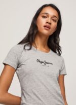 Women Grey Marl Pepe Jeans Basic Logo T-Shirt 60J40401 - Image 2