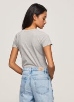 Women Grey Marl Pepe Jeans Basic Logo T-Shirt 60J40401 - Image 4