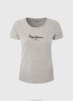 Women Grey Marl Pepe Jeans Basic Logo T-Shirt 60J40401 - Image 5