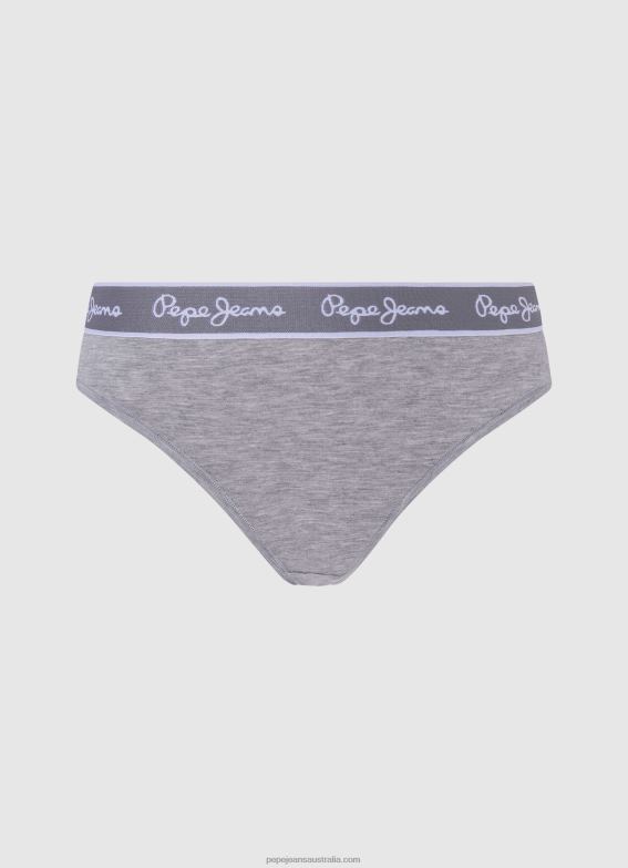 Women Grey Marl Pepe Jeans Classic Panty With Printed Logo 60J40546 - Image 3
