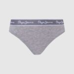 Women Grey Marl Pepe Jeans Classic Thong With Printed Logo 60J40545