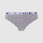 Women Grey Marl Pepe Jeans Classic Thong With Printed Logo 60J40568