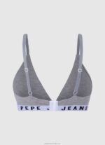Women Grey Marl Pepe Jeans Cotton Triangular Bra 60J40566 - Image 2