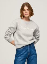Women Grey Marl Pepe Jeans Logo Printed Jumper 60J40267