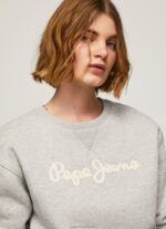 Women Grey Marl Pepe Jeans Logo Printed Jumper 60J40267 - Image 3