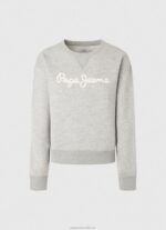 Women Grey Marl Pepe Jeans Logo Printed Jumper 60J40267 - Image 5