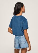 Women Jarman Pepe Jeans Cropped Fit Velvet T-Shirt 60J40461 - Image 4