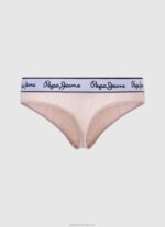 Women Light Nude Pepe Jeans Mesh Thong Panties 60J40554 - Image 2