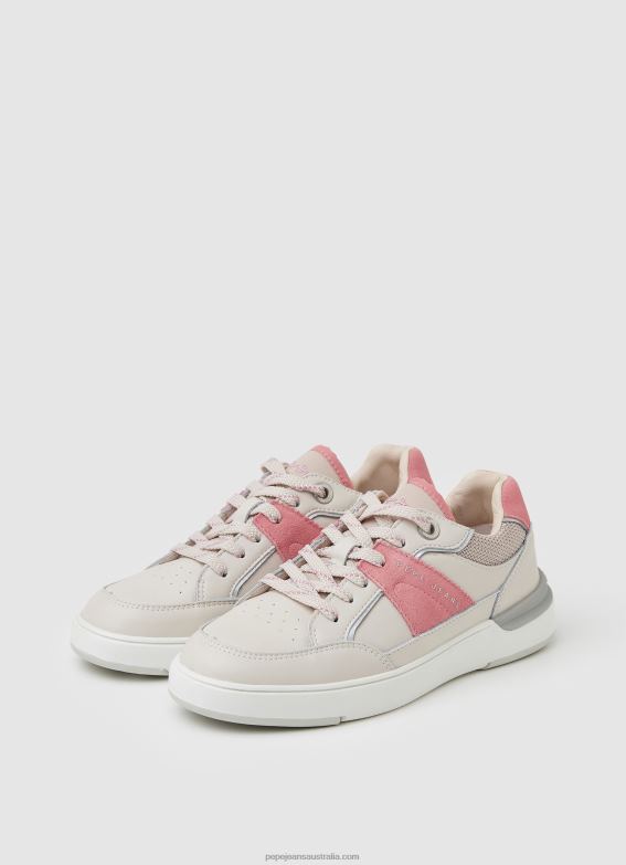Women Light Peach Pepe Jeans Baxter Colors Combined Sneakers 60J40603 - Image 3