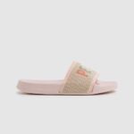 Women Light Pink Pepe Jeans Slider Knit Beach Flip Flops 60J40693