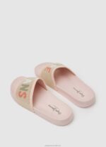 Women Light Pink Pepe Jeans Slider Knit Beach Flip Flops 60J40693 - Image 4